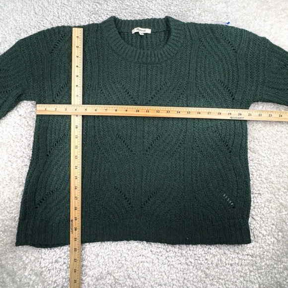Madewell Charley Pullover Sweater Hunter Green Cable Knit Alpaca Blend Sz Small - Picture 11 of 12